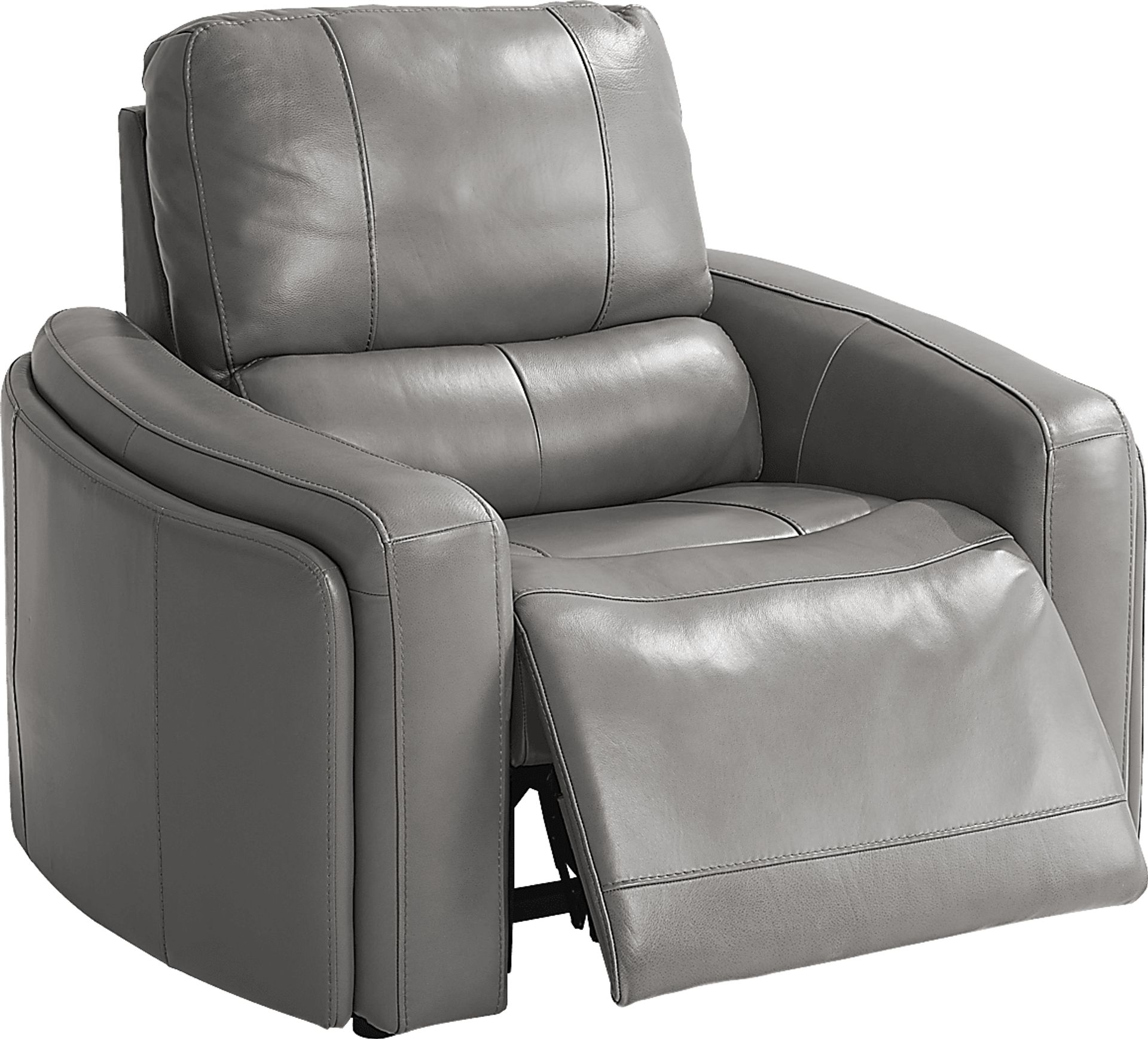 Cascade Way by Shaquille O'Neal Home Gray Leather Dual Power Recliner - Image 1