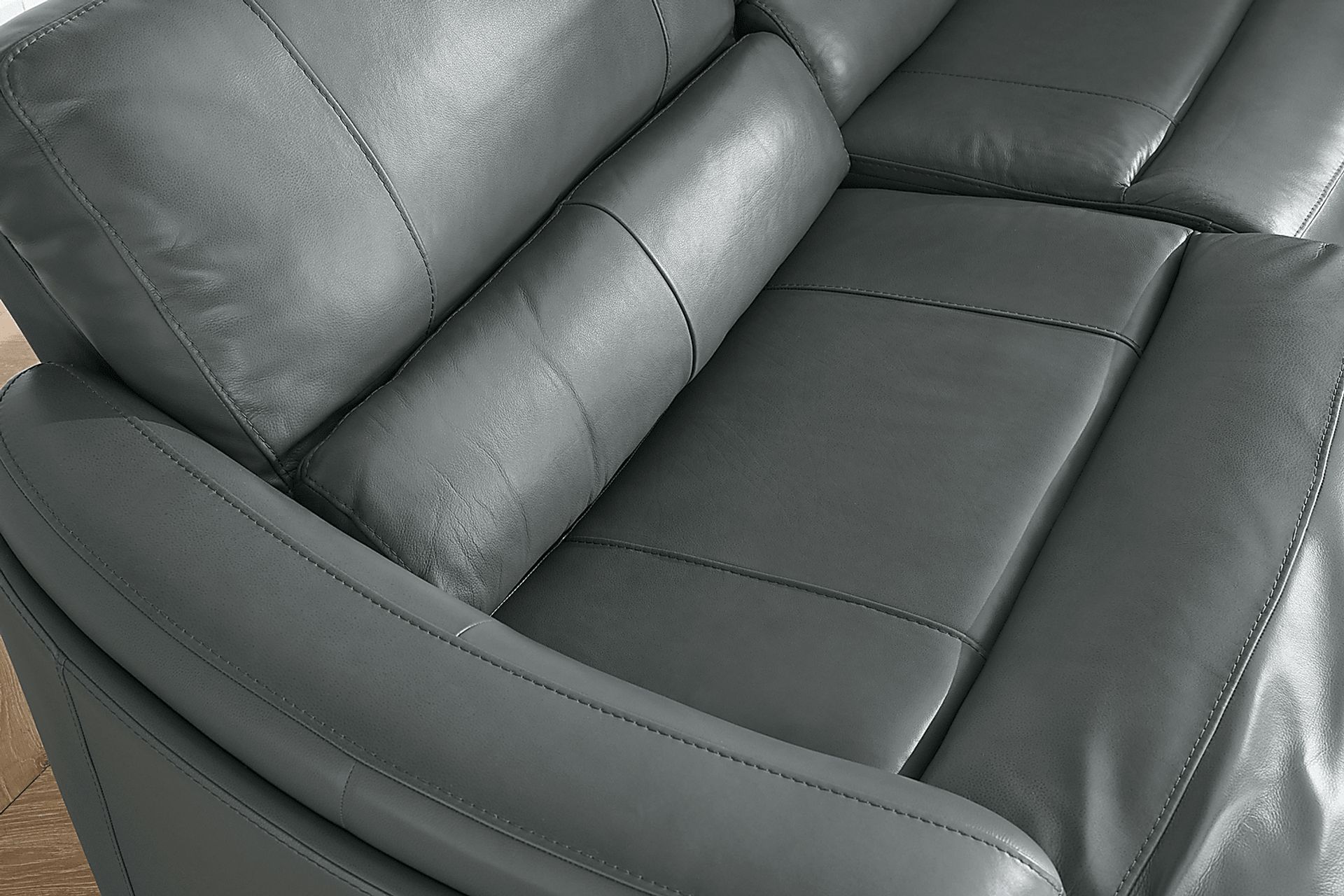 Cascade Way by Shaquille O'Neal Home Blue Leather 2 Pc Dual Power Reclining Sofa - Image 3