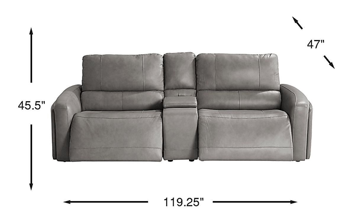 Shaquille O'Neal Home Cascade Way Gray Leather 3 Pc Dual Power