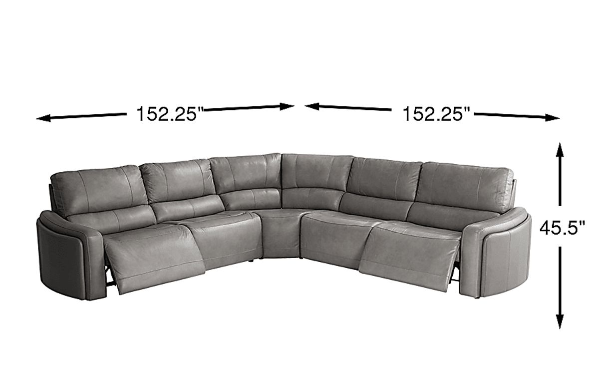 Shaquille O'Neal Home Cascade Way Gray Leather 5 Pc Dual Power
