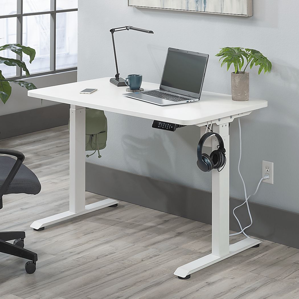Cashell White Adjustable Height Desk