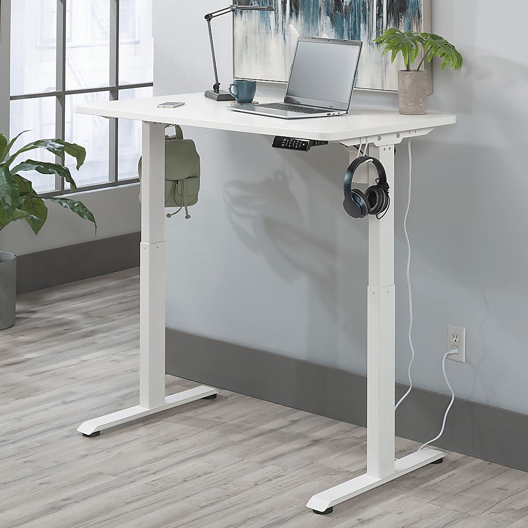 Cashell White Adjustable Height Desk - Thumbnail 3