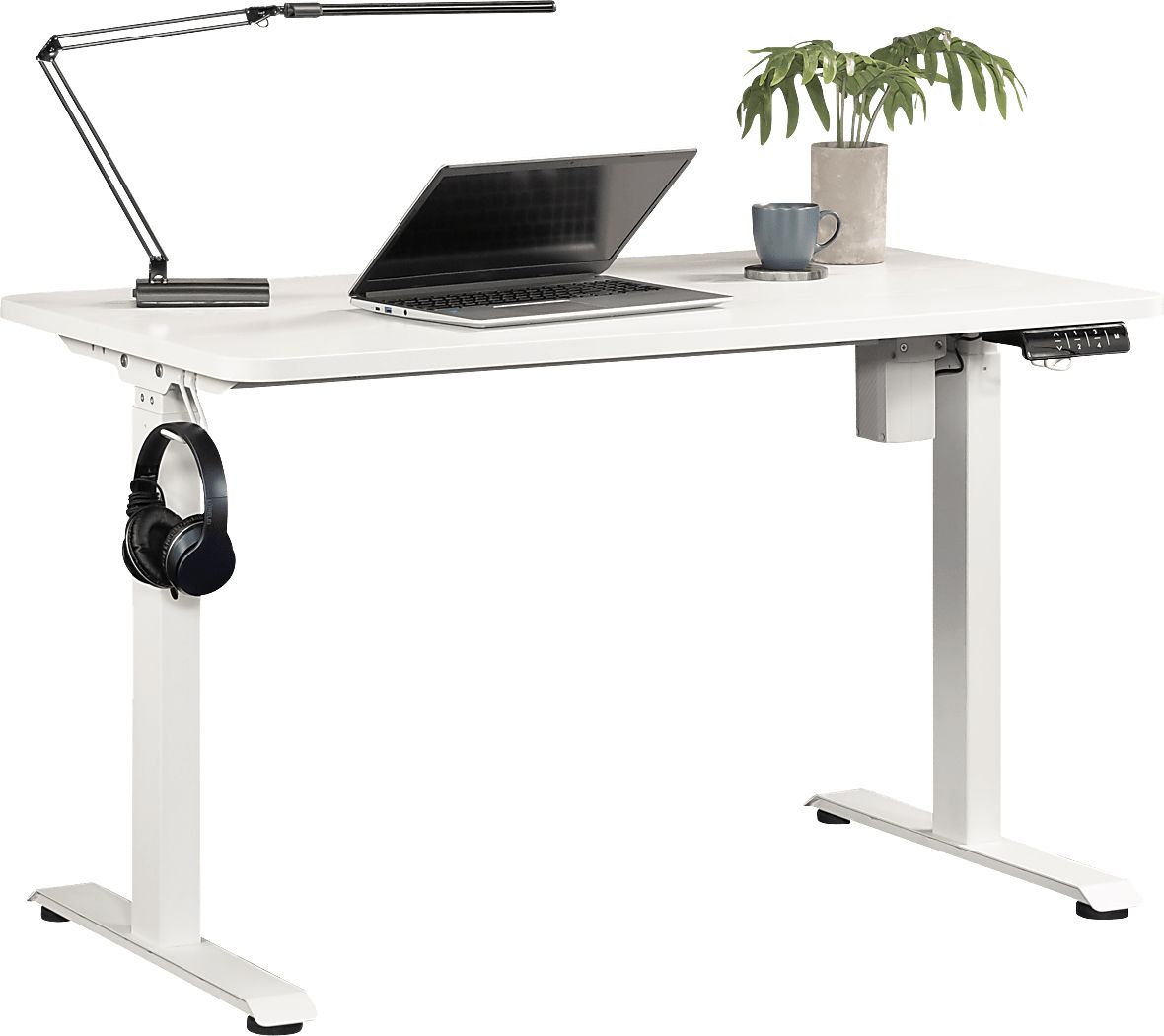 Cashell White Adjustable Height Desk