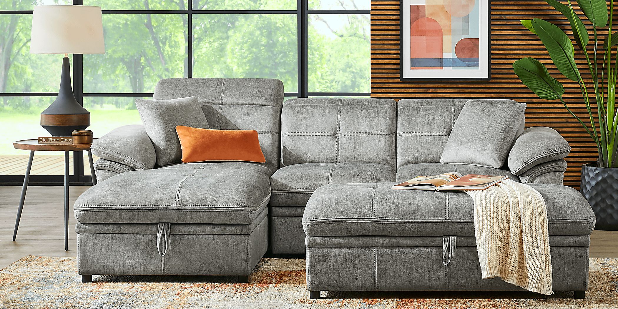 Cashton Heights 3 Pc Gray Microfiber Living Room Set With 2 Pc