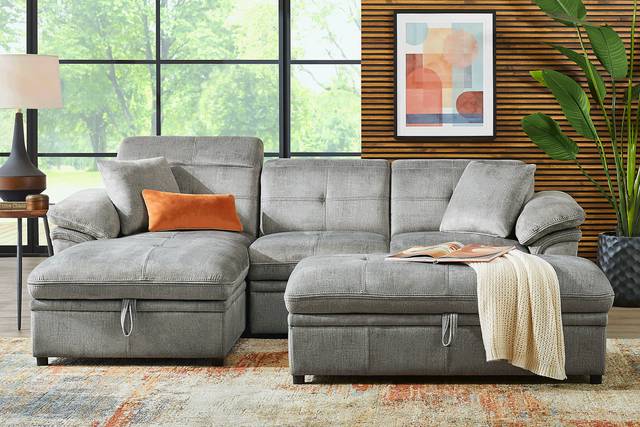 Cashton Heights Gray 5 Pc Sleeper Sectional Living Room - Thumbnail - Image 1