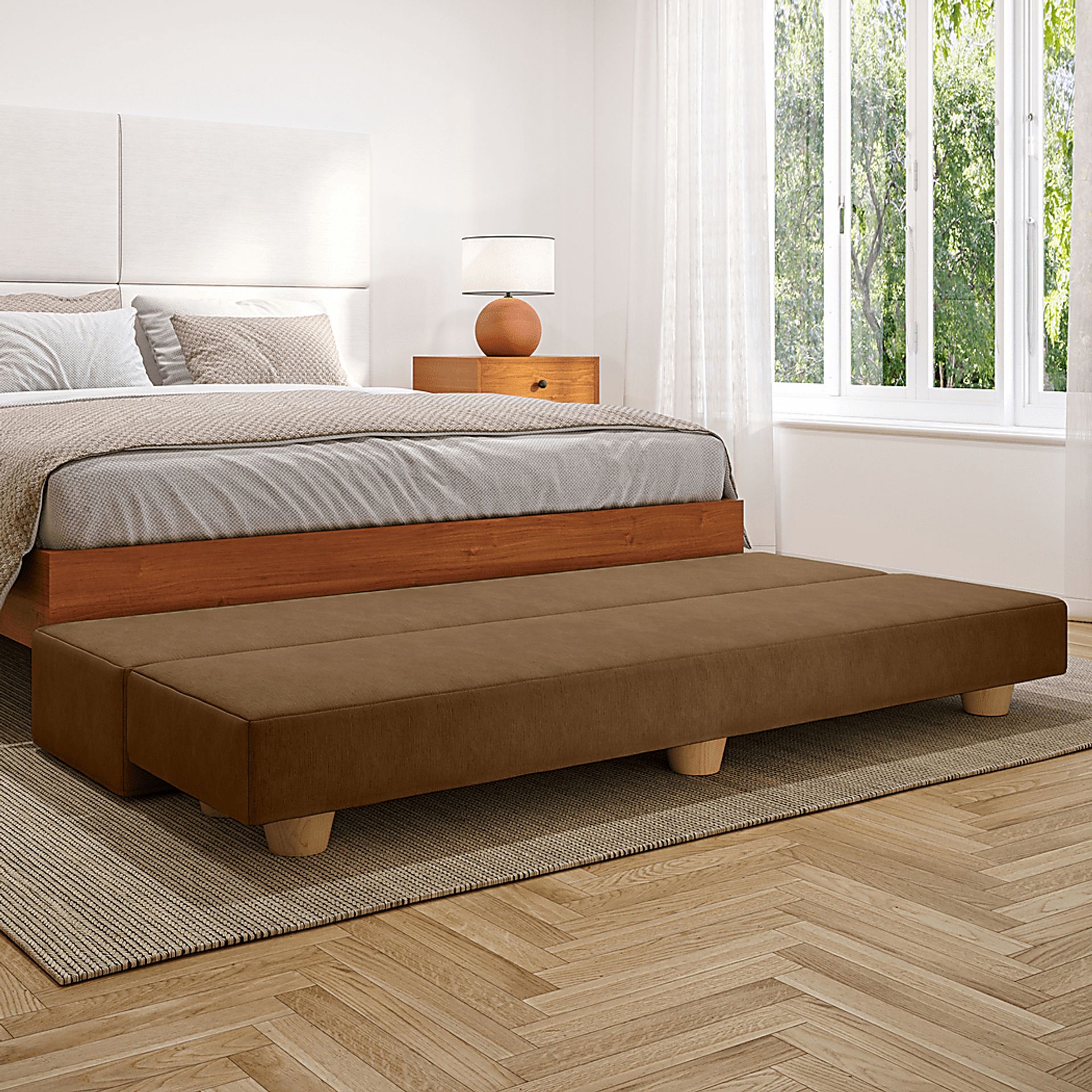 Casila Brown Twin Bed Bench - Image 3