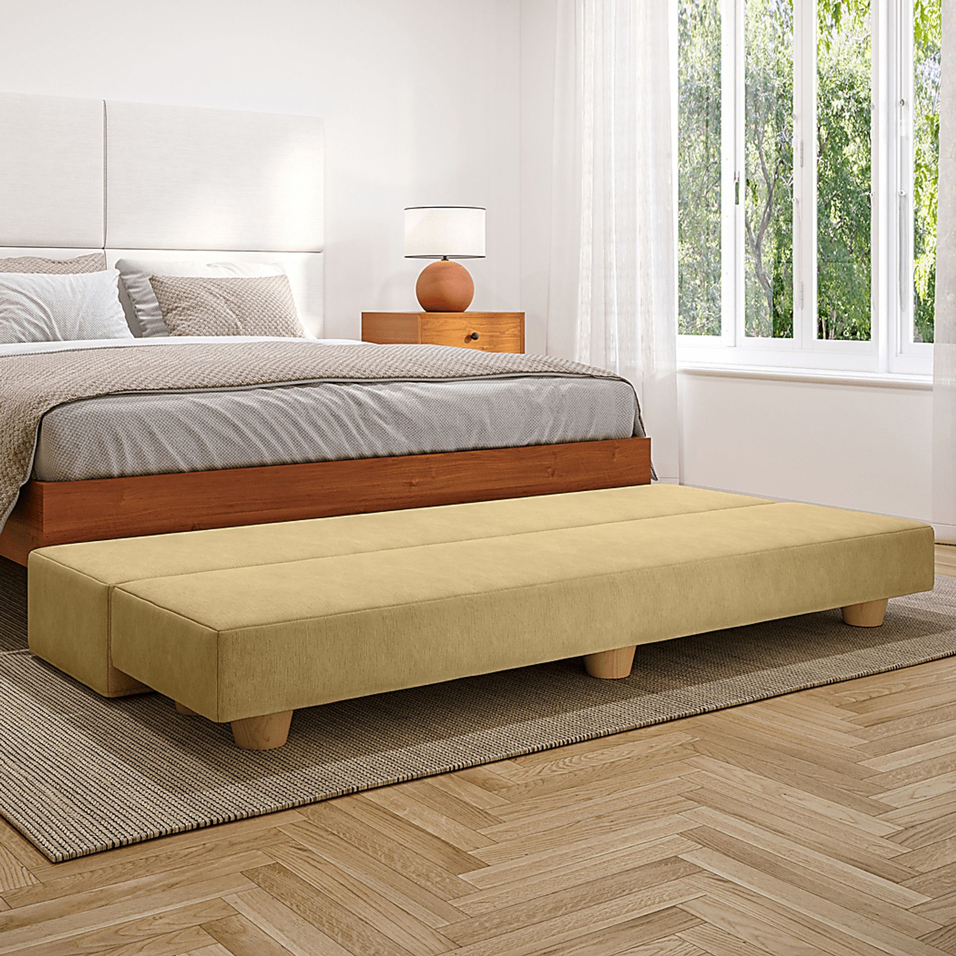Casila Camel Twin Bed Bench - Image 3