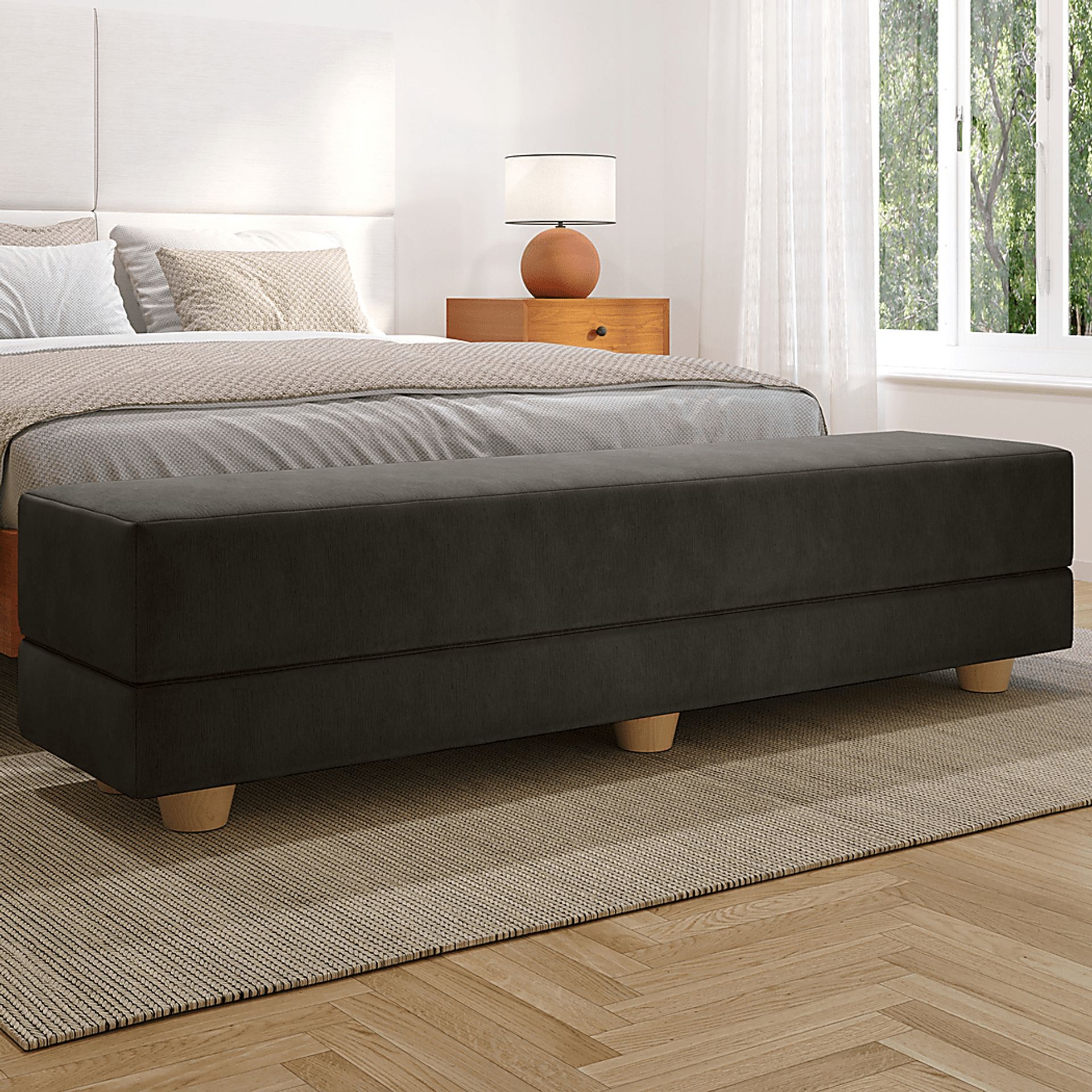 Casila Charcoal Twin Bed Bench - Image 2