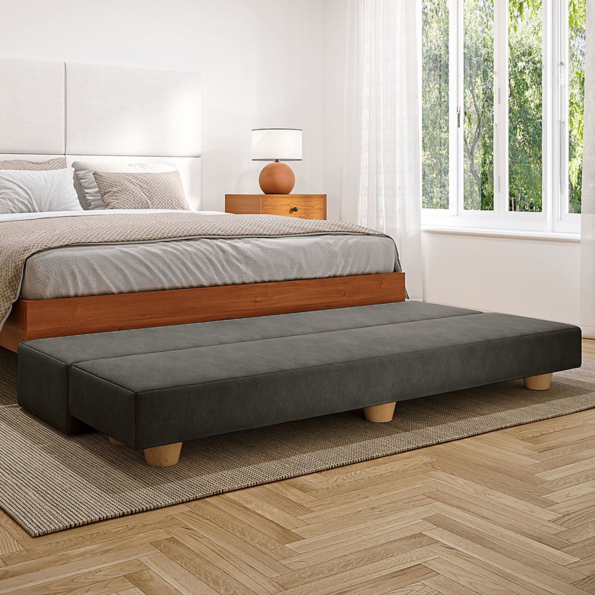 Casila Charcoal Twin Bed Bench - Image 3
