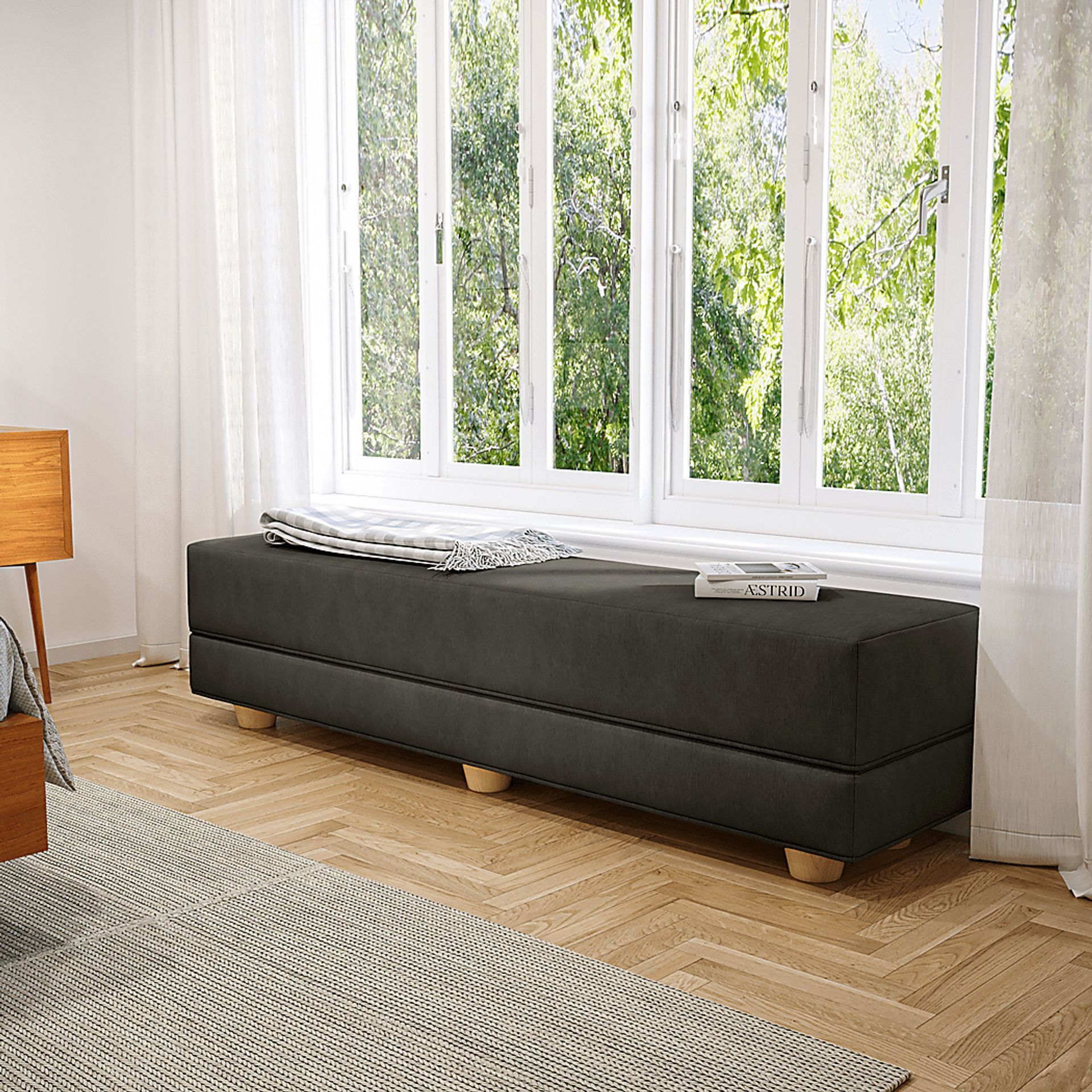 Casila Charcoal Twin Bed Bench - Image 4
