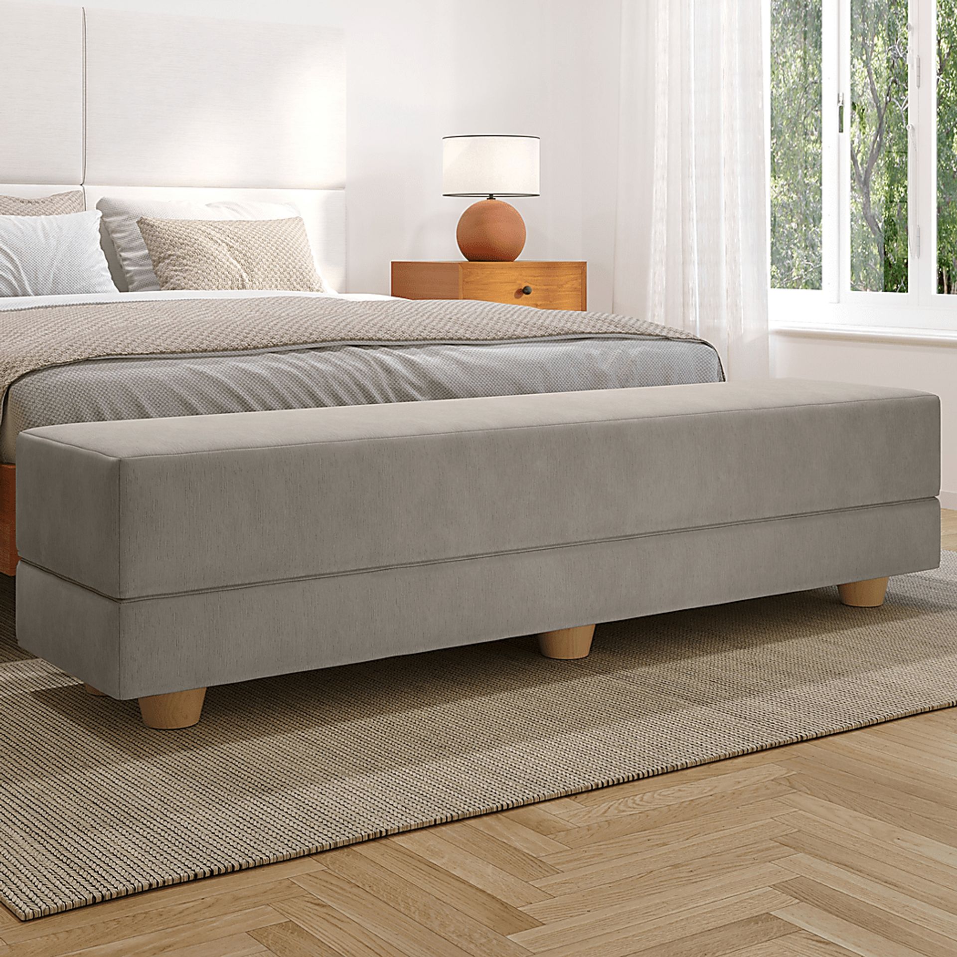 Casila Dark Gray Twin Bed Bench - Image 2