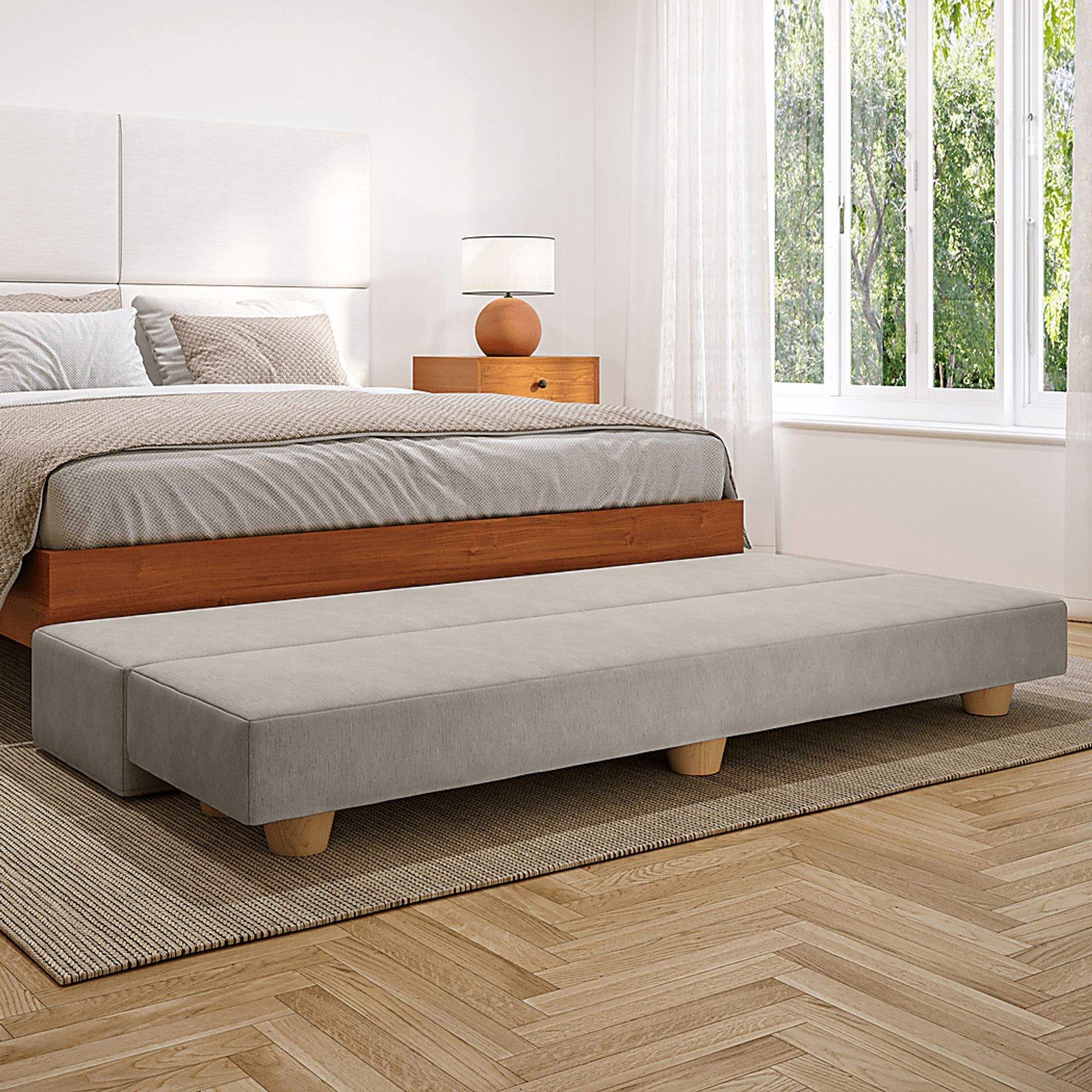 Casila Dark Gray Twin Bed Bench - Image 3