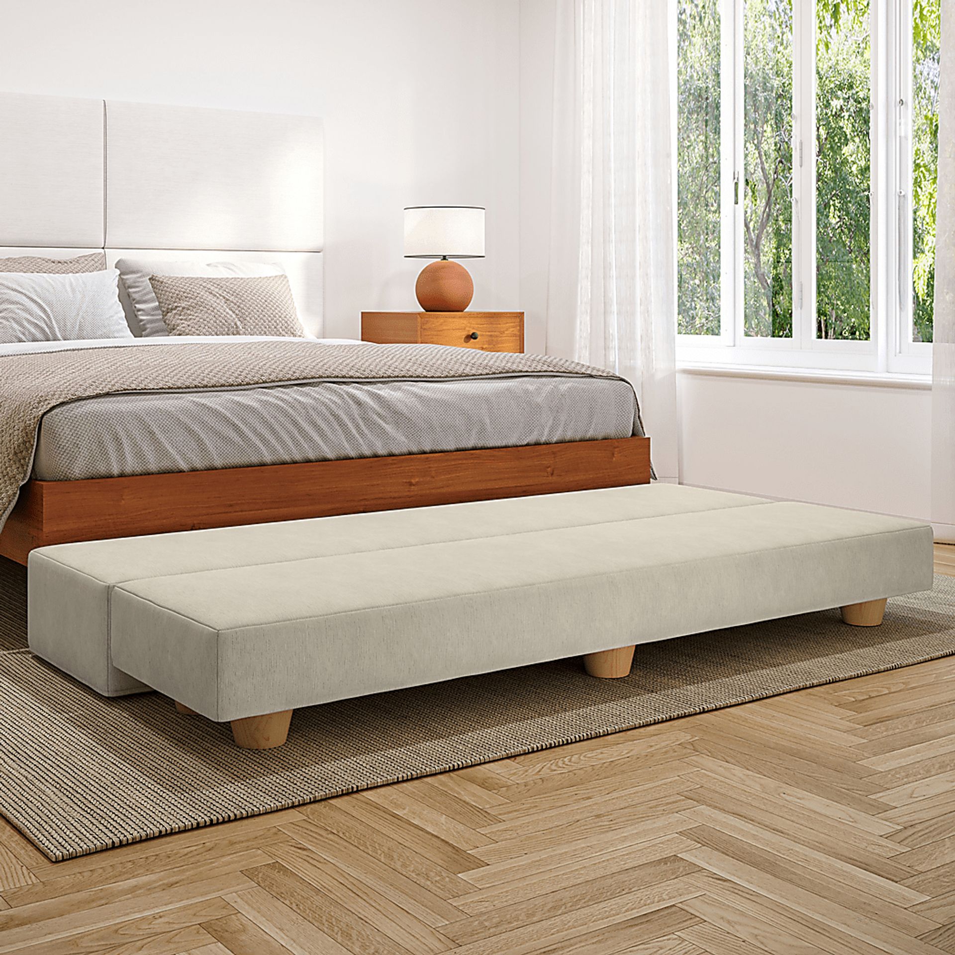 Casila Ivory Twin Bed Bench - Image 3