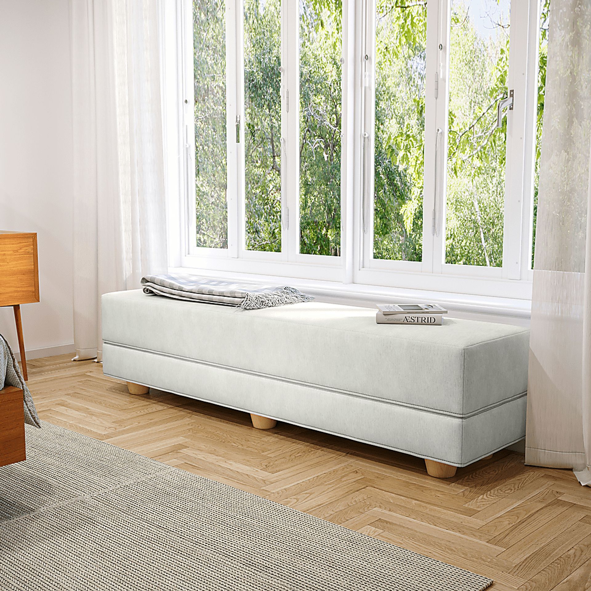 Casila Light Gray Twin Bed Bench - Image 2