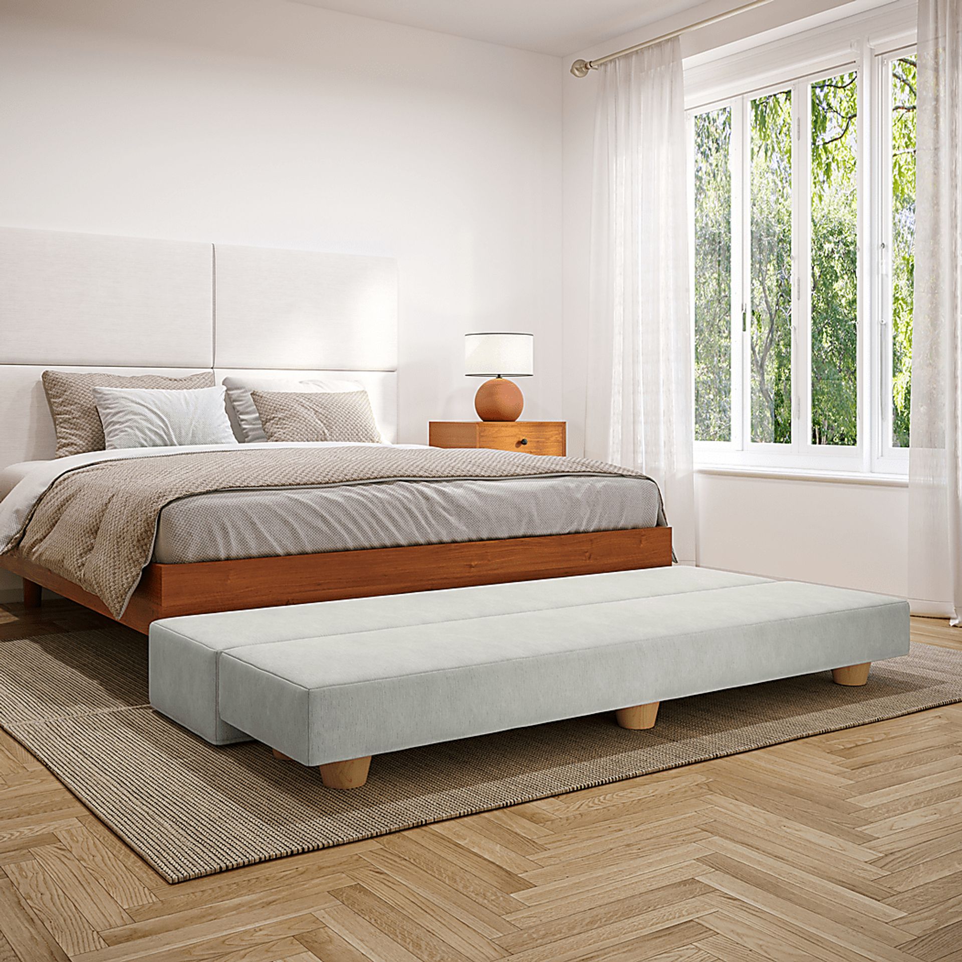 Casila Light Gray Twin Bed Bench - Image 3