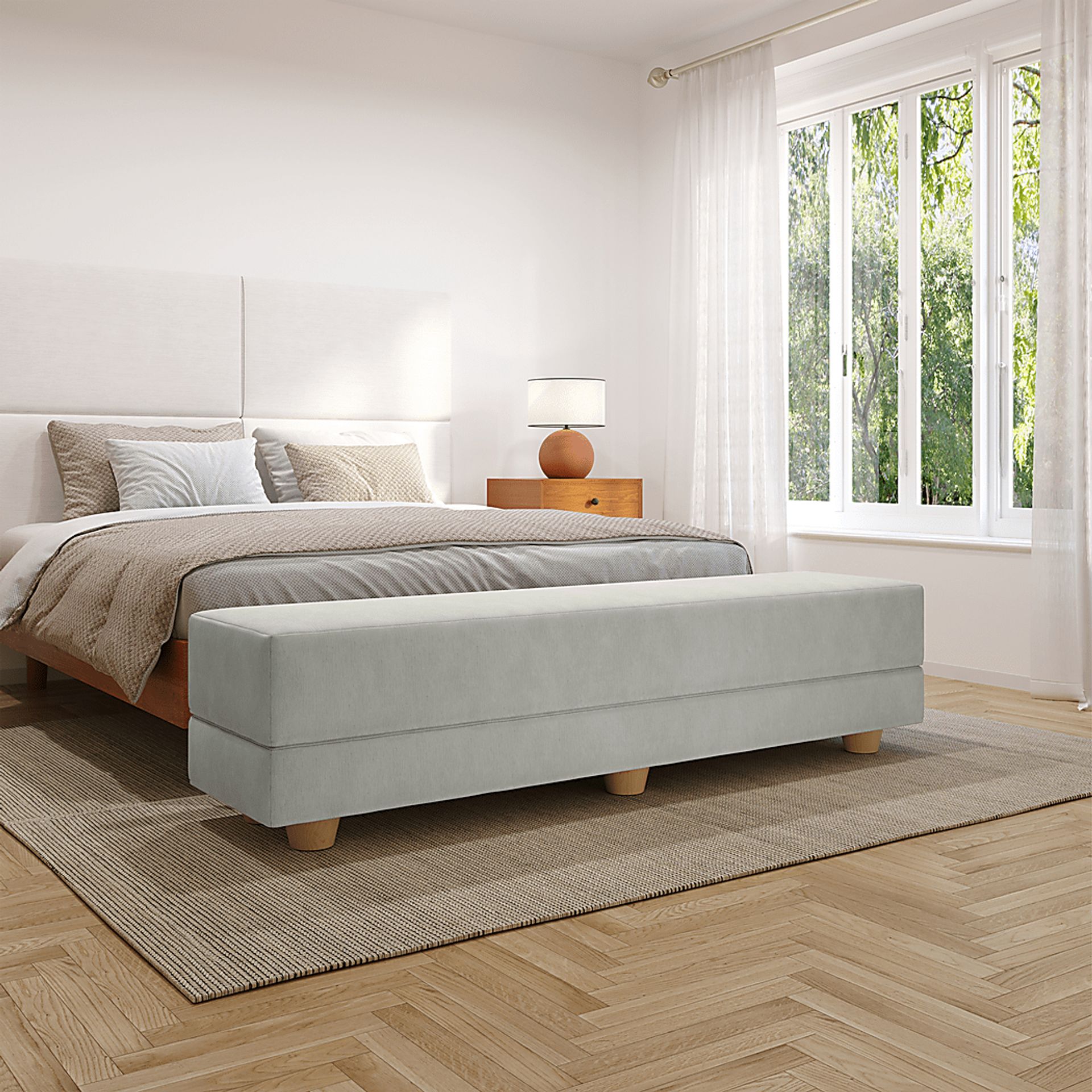Casila Light Gray Twin Bed Bench - Image 4
