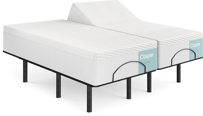 Casper Snow Max Split King Mattress with Head Up Only Base