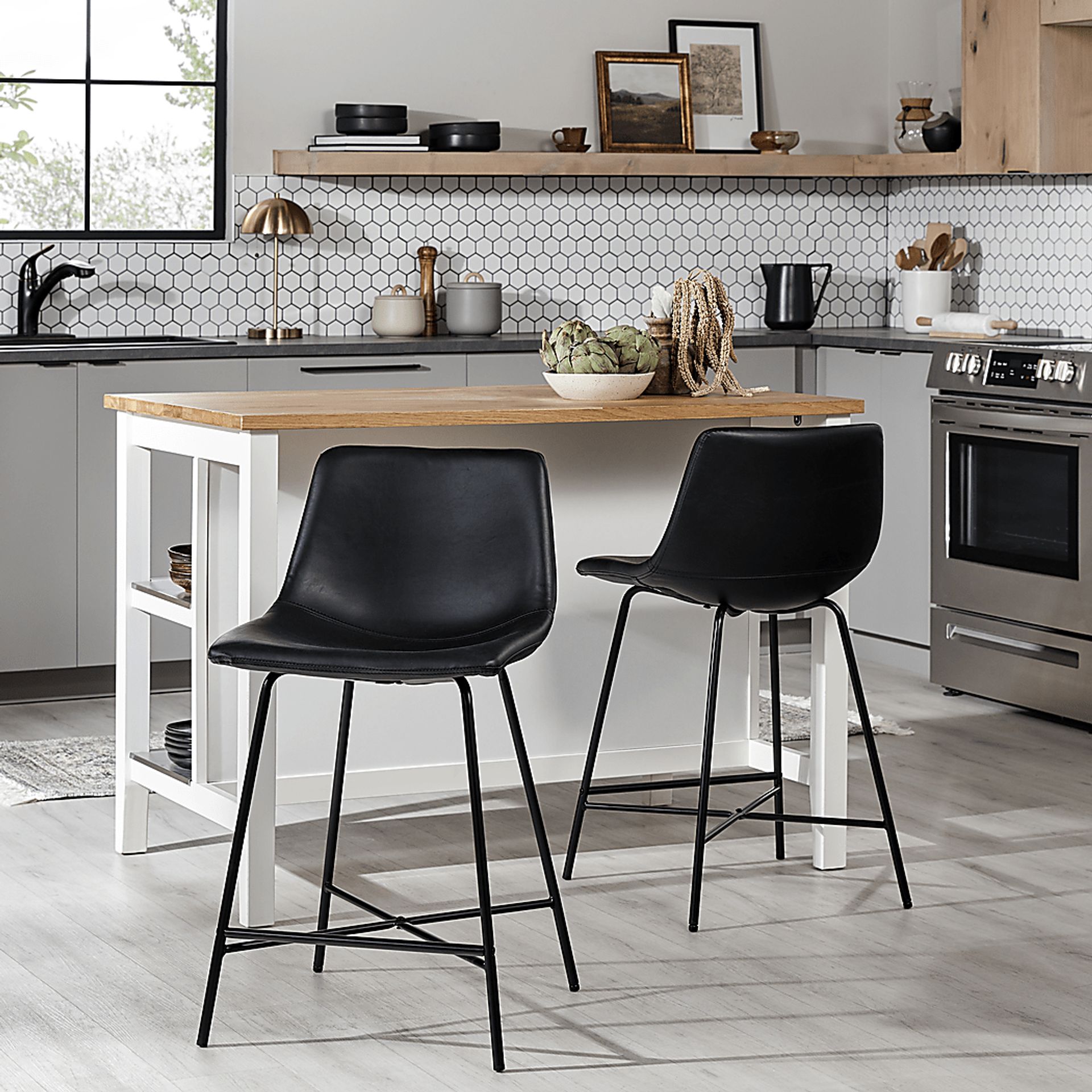 Cassamia Black Barstool, Set of 2 - Image 2