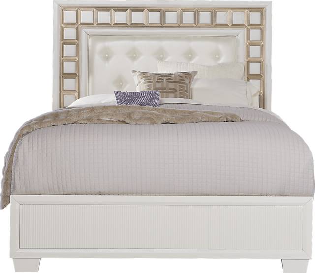 Cassandra White 3 Pc Queen Panel Bed - Thumbnail - Image 1