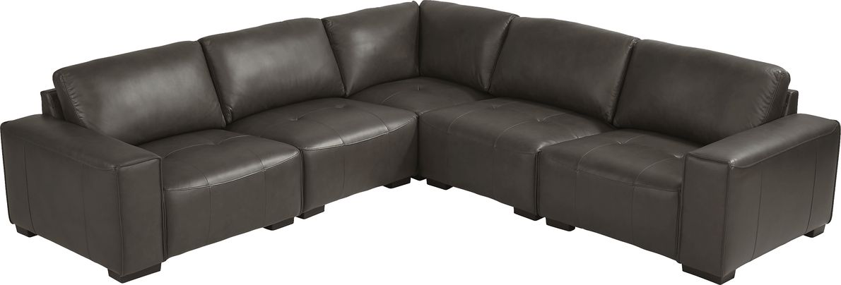 Cassano Dark Gray Leather 5 Pc Sectio