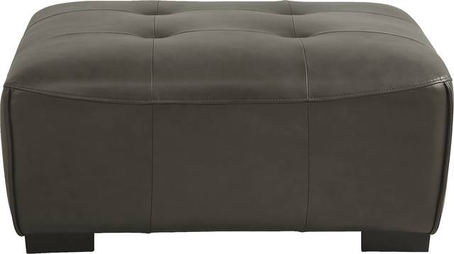 Cassano Dark Gray Leather Cocktail Ottoman - Thumbnail - Image 2