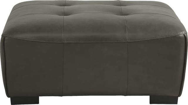 Cassano Dark Gray Leather Cocktail Ottoman - Thumbnail - Image 2