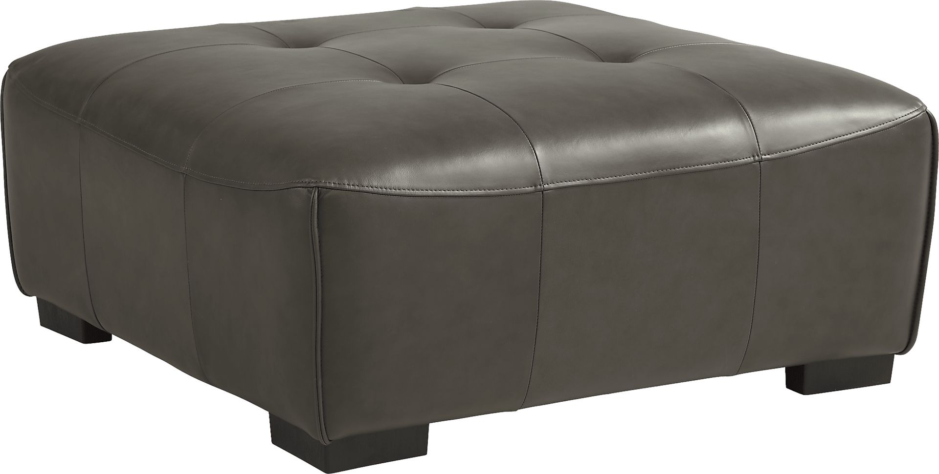 Cassano Dark Gray Leather Cocktail Ottoman - Image 1