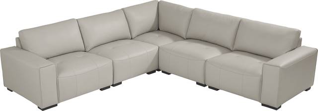 Cassano Light Gray Leather 5 Pc Sectional - Thumbnail - Image 3