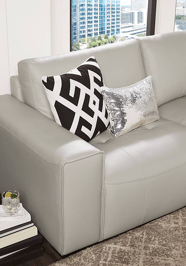 Cassano Light Gray Leather 5 Pc Sectional - Thumbnail - Image 4