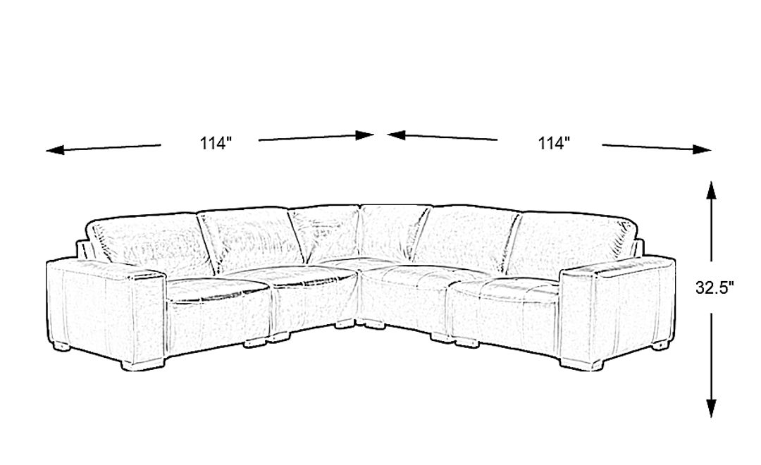 Cassano Leather 5 Pc Sectional