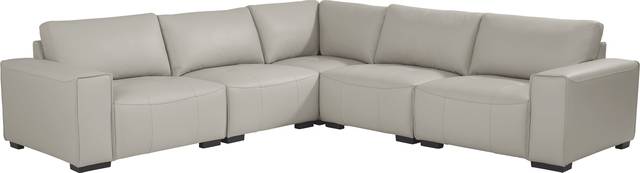 Cassano Light Gray Leather 5 Pc Sectional - Thumbnail - Image 1