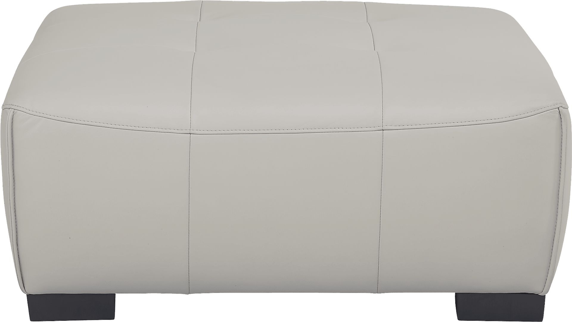 Cassano Light Gray Leather Cocktail Ottoman - Image 2