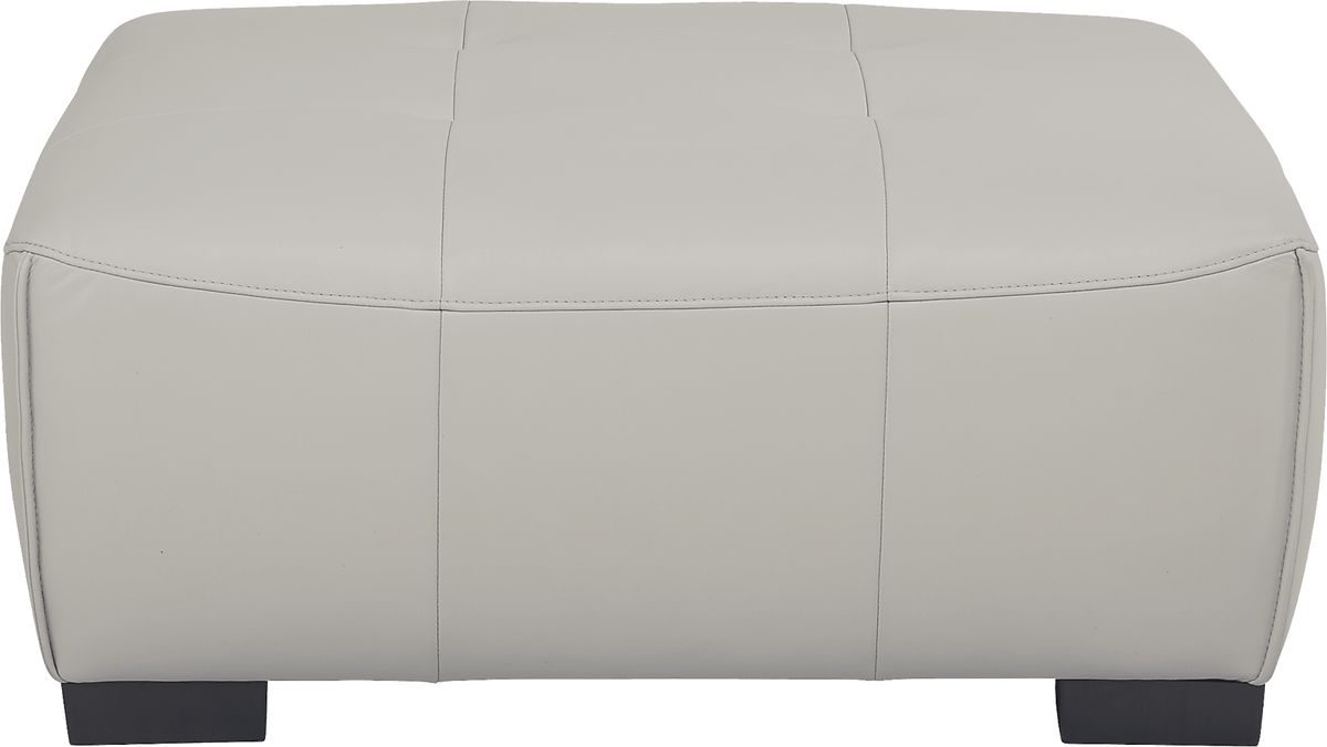 Cassano Light Gray Leather Cocktail Ottoman | Rooms to Go