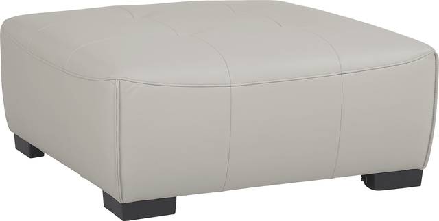 Cassano Light Gray Leather Cocktail Ottoman - Thumbnail - Image 1