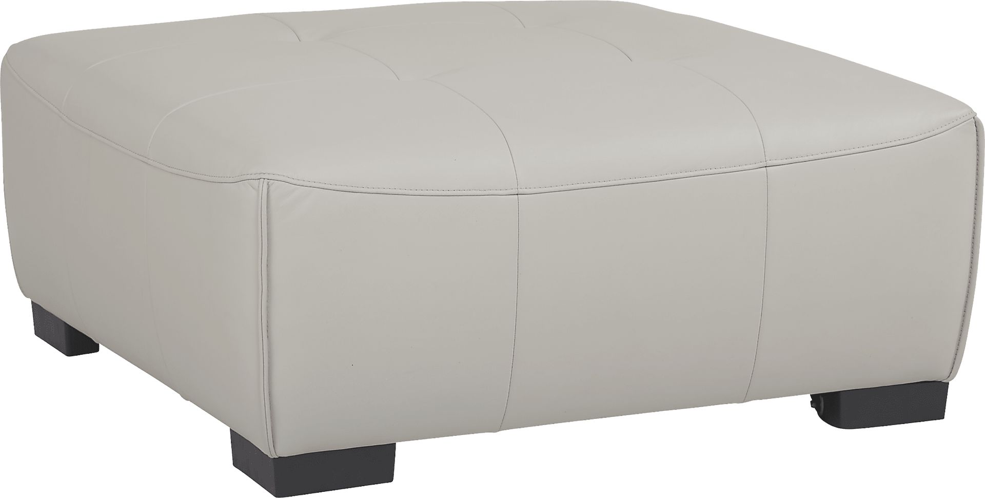 Cassano Light Gray Leather Cocktail Ottoman - Image 1