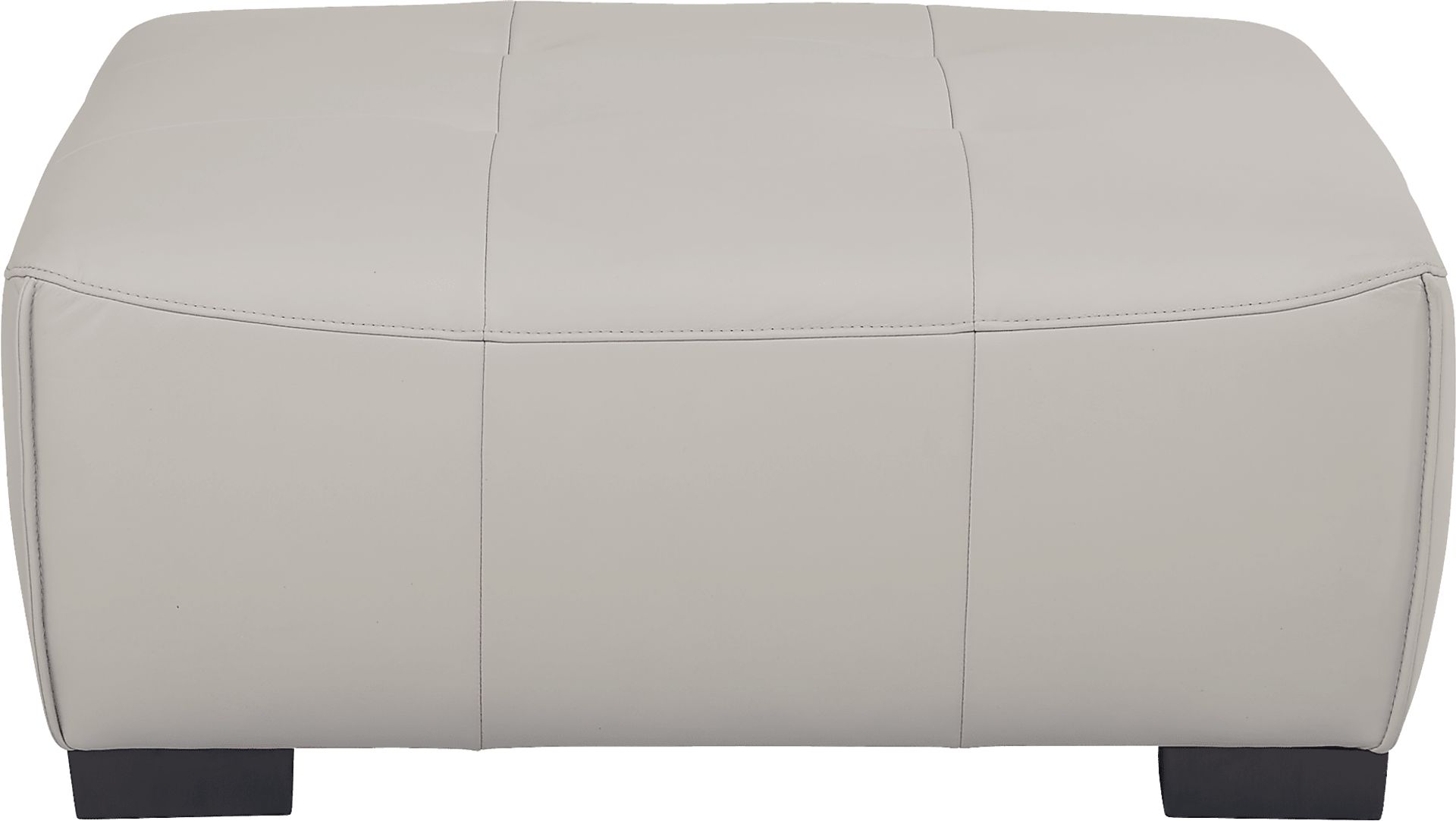 Cassano Light Gray Leather Cocktail Ottoman - Image 2