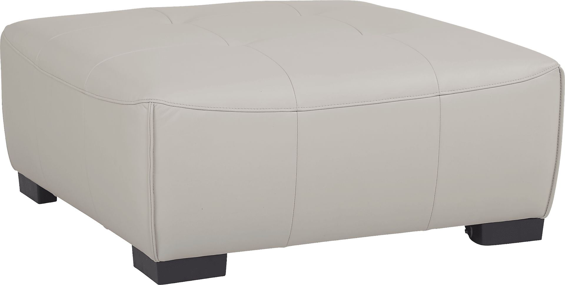 Cassano Light Gray Leather Cocktail Ottoman - Image 1