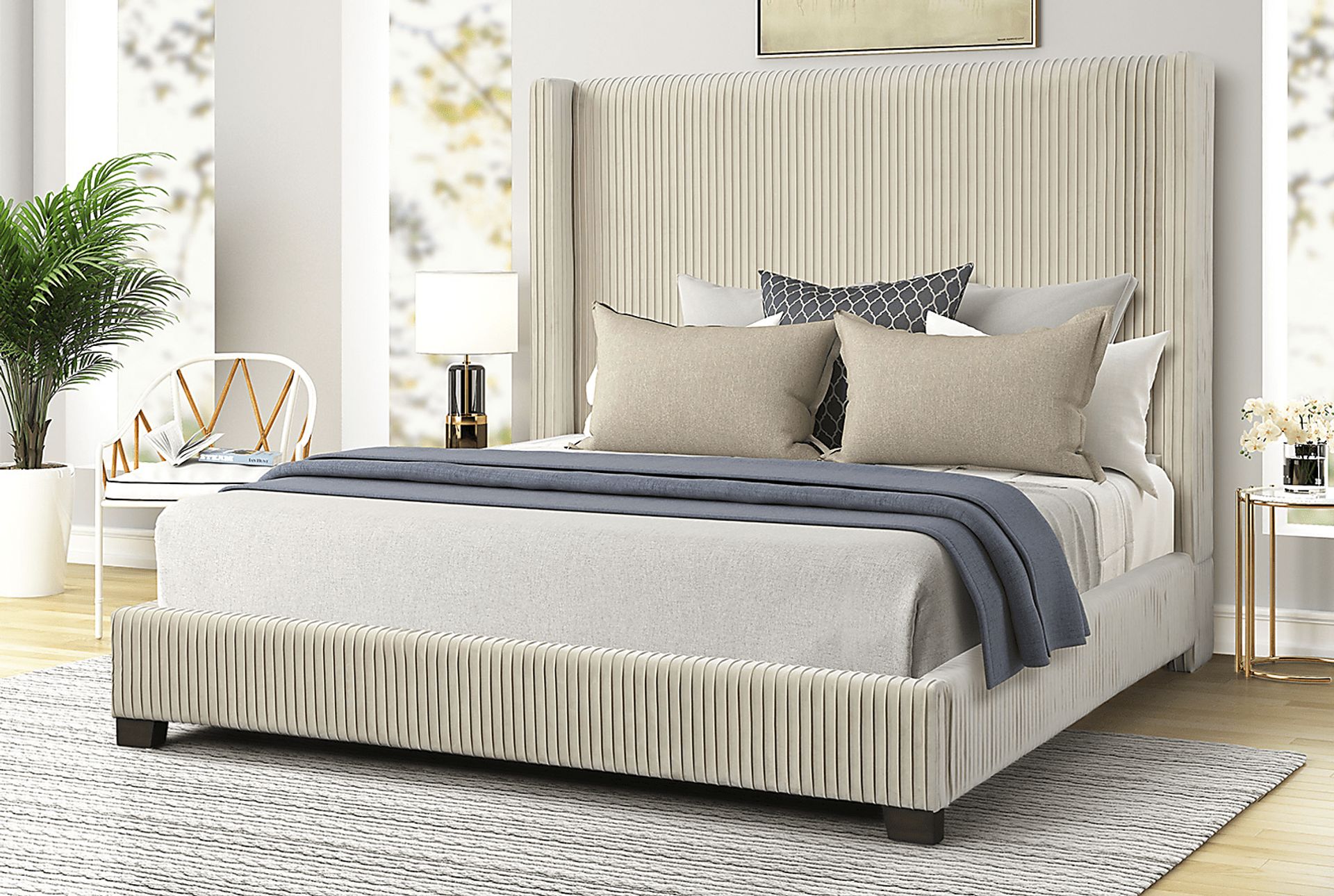 Cassertio Beige 3 Pc Queen Upholstered Bed - Image 1