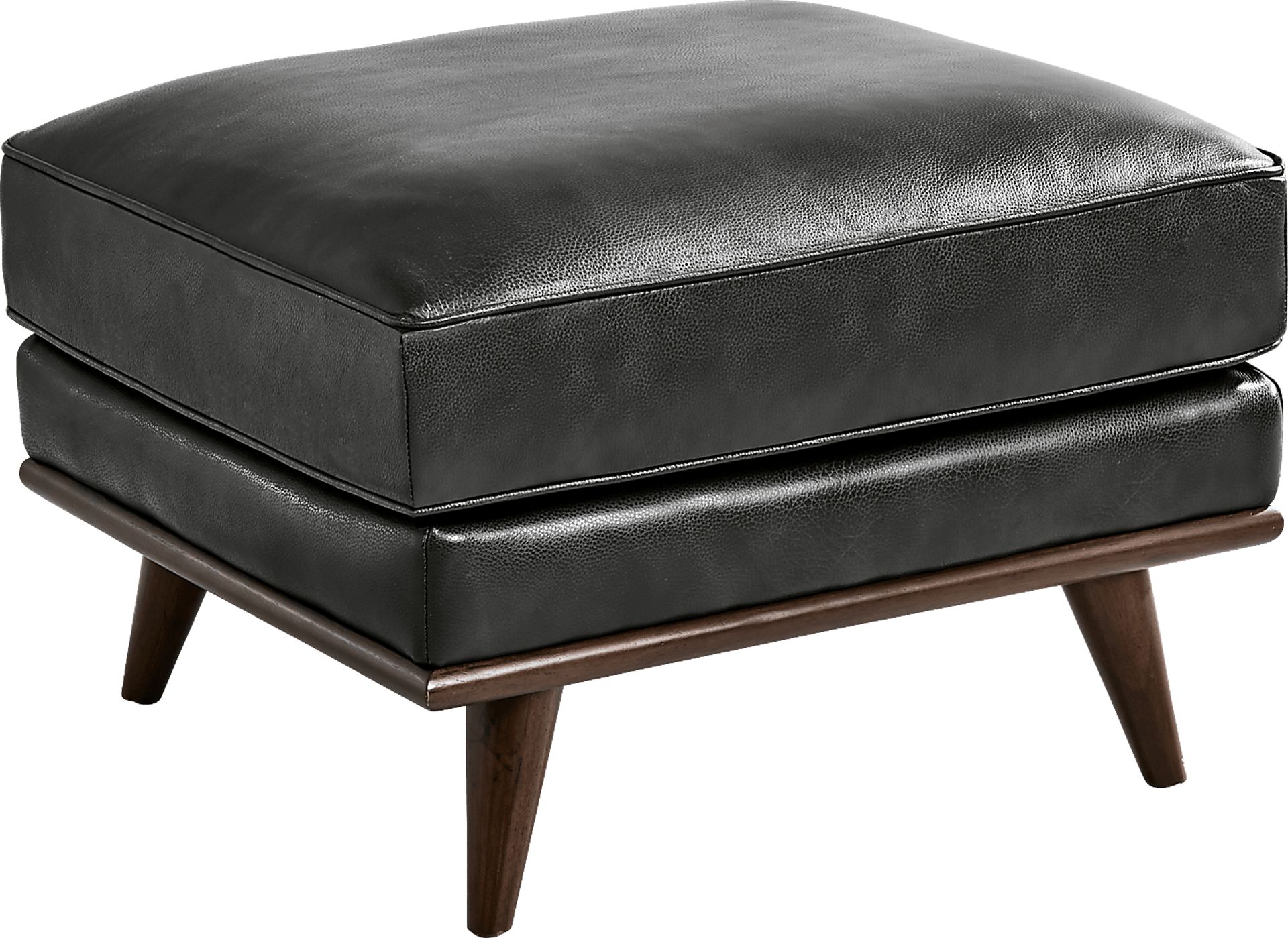 Cassina Court Black Leather Ottoman - Image 1