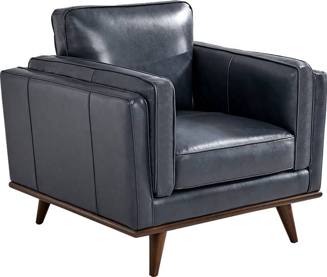 Cassina Court Navy Leather Chair - Thumbnail - Image 1