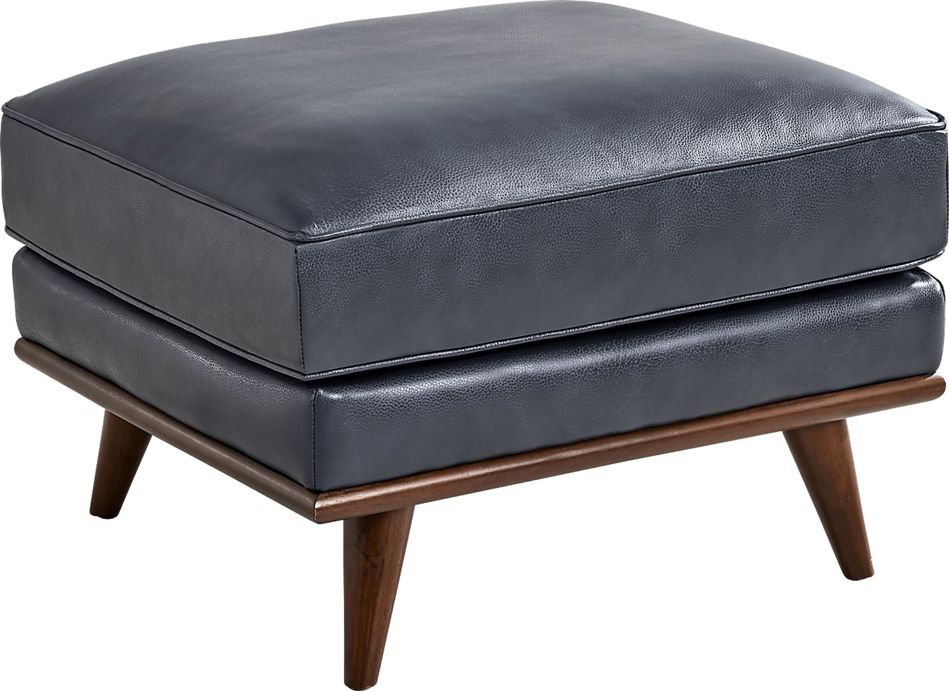 Cassina Court Navy Leather Ottoman - Image 2