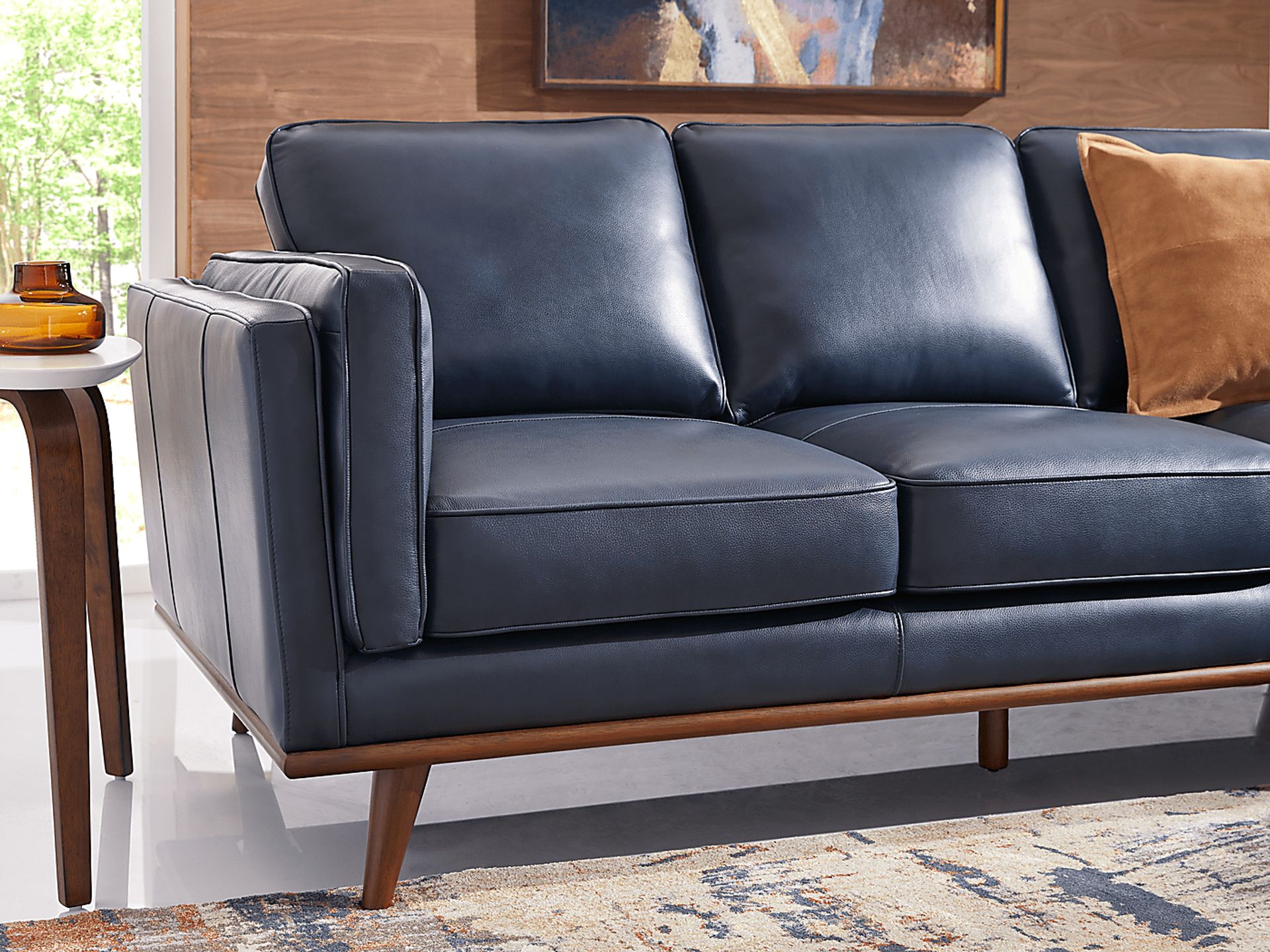 Cassina Court Navy Leather Sofa - Image 3