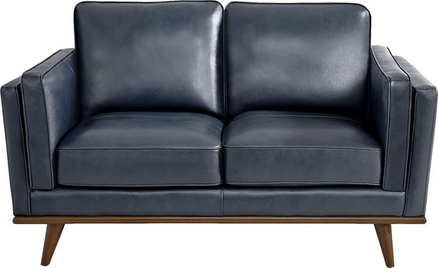 Cassina Way Navy Leather Loveseat