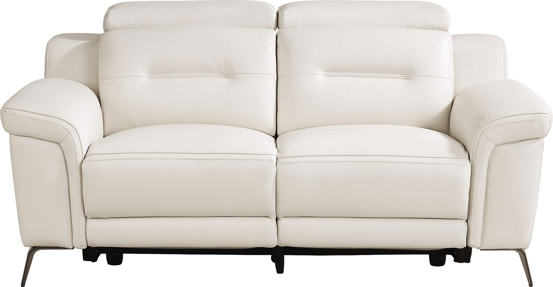 Castella Ivory Leather Dual Power Reclining Loveseat - Image 2