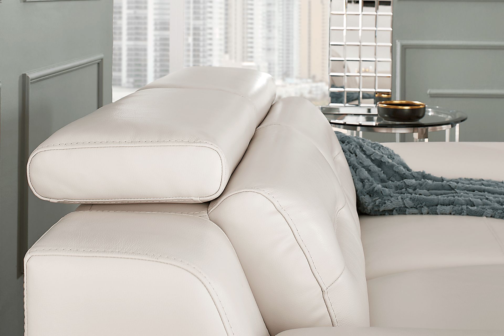 Castella Ivory Leather Dual Power Reclining Sofa - Image 5