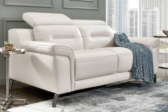Castella Ivory Leather 5 Pc Living Room with Dual Power Reclining Sofa - Thumbnail - Image 7