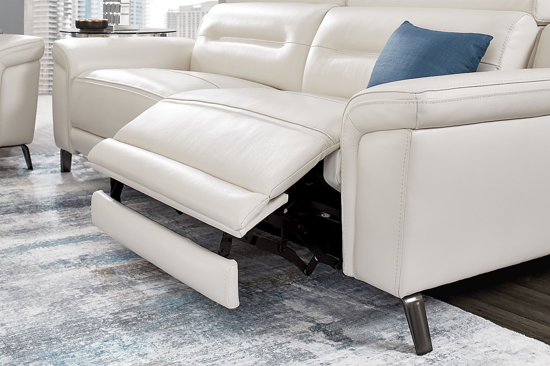 Castella Ivory Leather 2 Pc Dual Power Reclining Living Room - Image 9