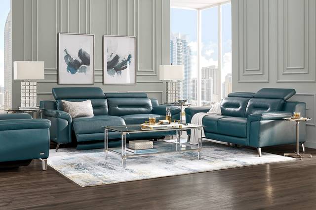 Castella Teal Dual Power Reclining Sofa - Thumbnail - Image 2