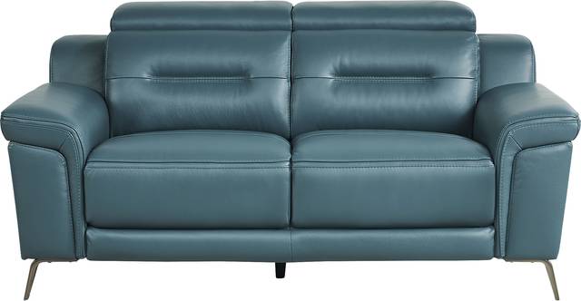 Castella Teal Leather 2 Pc Living Room with Dual Power Reclining Sofa - Thumbnail - Image 5