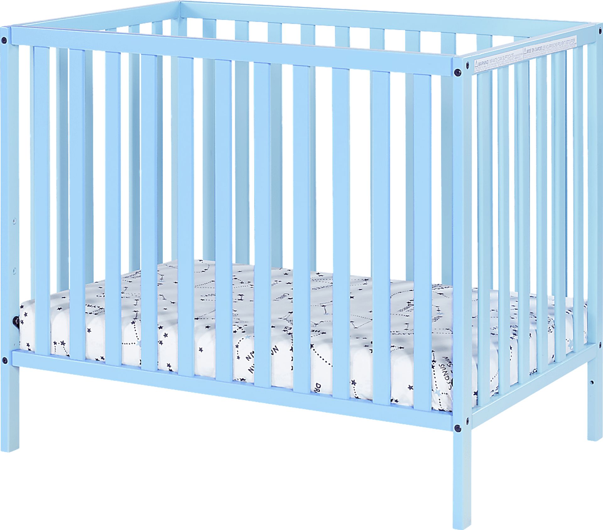 Kids Castellon Blue Mini Crib with Mattress Pad - Image 1